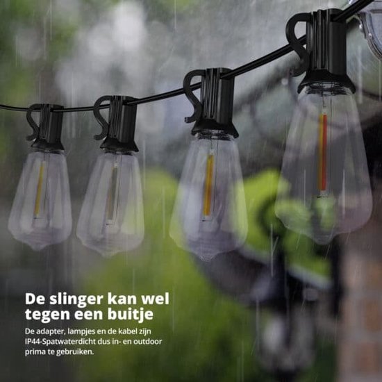FlinQ Smart Lichtsnoer Premium - LED Lichtslinger voor Buiten - Tuinverlichting 15 meter Lang Snoer - Slinger met RGB Lampjes - Sfeerverlichting / Partylights - Partyverlichting