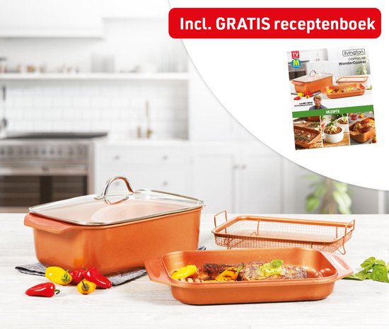 Livington Copperline WonderCooker - 14-in-1 keukenset - braadpan, grillpan, slowcooker en meer - Kookset voor alle soorten fornuizen, inclusief inductie