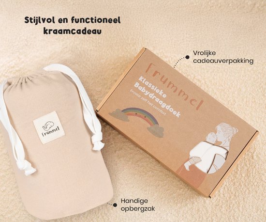 Frummel Baby Draagdoek Beige - Draagzak - Baby Wrap - Baby carrier - Draagdoek geweven - Baby 0-36 maanden - Newborn