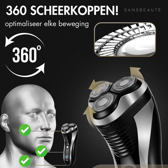 2-in-1 Scheerapparaat Mannen met Trimmer S1111 + 2 Extra Scheerkoppen - Sansbeauté® - Nat & Droog – Precisietrimmer - Elektrisch - Electric Shaver - Waterproof