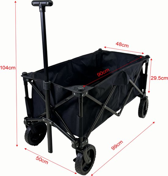 Bolderkar opvouwbaar - draaibare massieve wielen - stevig frame - 75 kg belastbaar