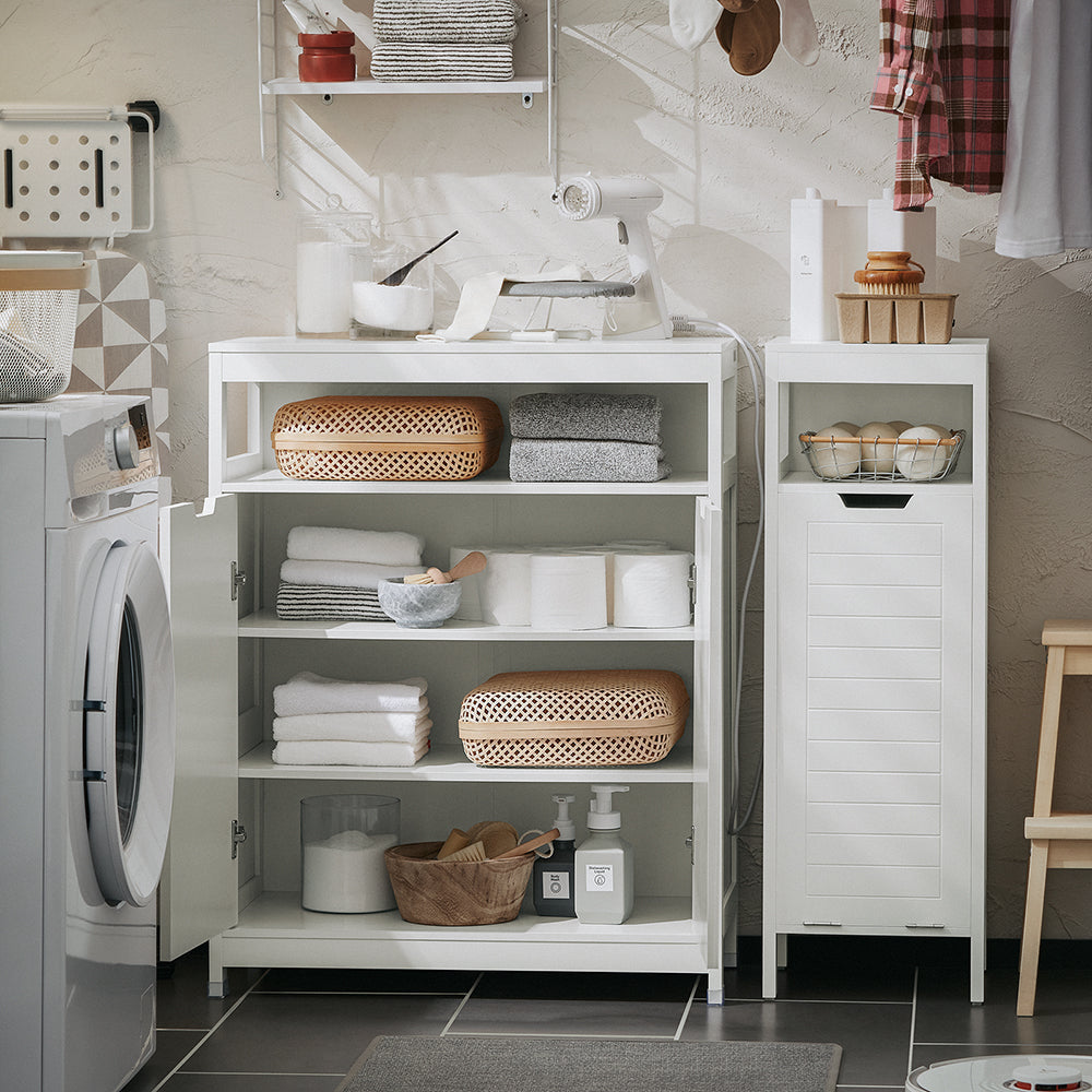 SoBuy Badkamerkast - Lage Kast - 2 Deurs - 100 x 42 x 20 cm - Wit