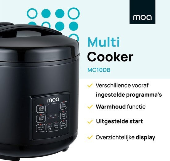 MOA Multicooker - 5L - 700W - rijstcooker - Slowcooker - Zwart - MC10DB