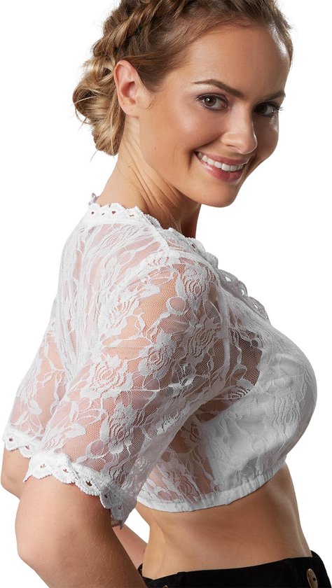 Dressforfun Dirndlblouse Heidi XL - verkleedkleding kostuum halloween verkleden feestkleding carnavalskleding carnaval feestkledij partykleding - 303078