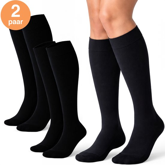 Alyze Compressie kousen - 2 paar - maat 39-42 - Steunkousen - Compressie sokken voor Hardlopen, Wandelen, Vliegtuig - Zwart
