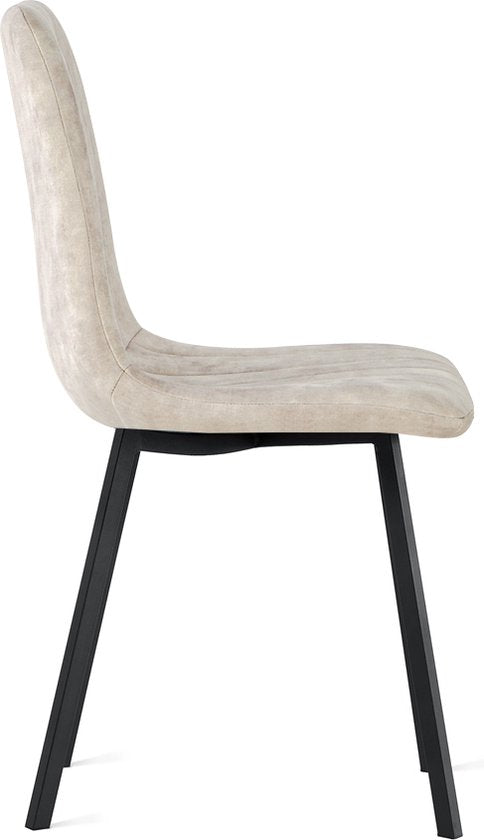 Multifurn - Eetkamerstoel 'Minsk' (Velvet, Taupe, Set van 2)