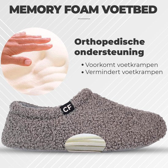 Pantoffels Dames - Sloffen - Maat 40/41 - Grijs - Anti-slip - Comfeet