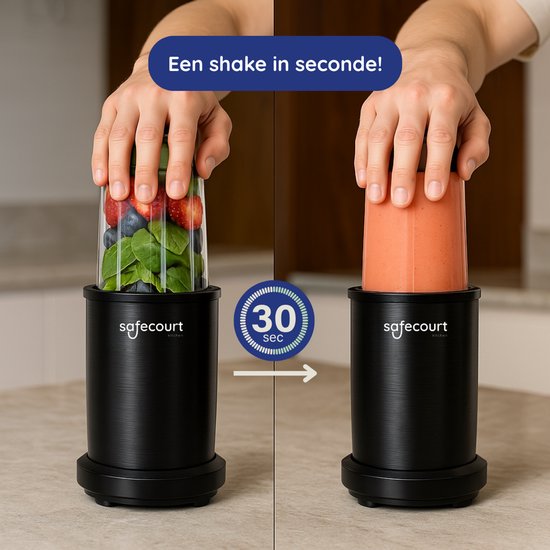 Safecourt Kitchen Blender – Incl. 2 To Go Bekers  – 1000 W – 700 ml & 350 ml – Zwart