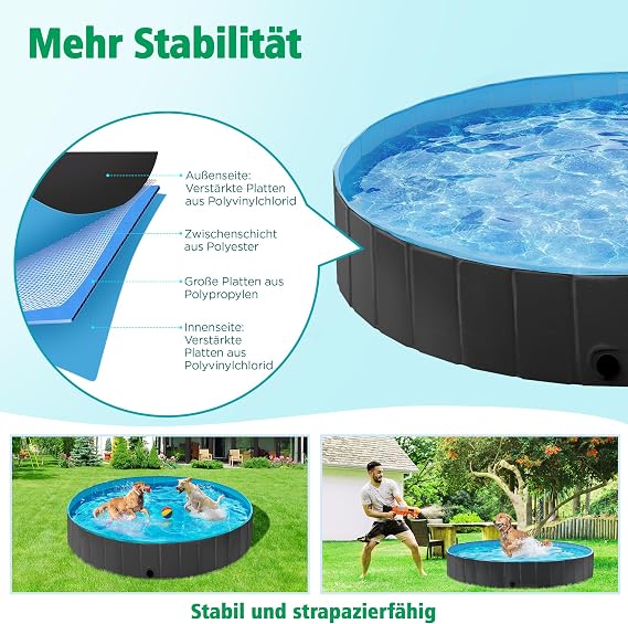 Yaheetech Opvouwbaar Hondenzwembad Ø100/120/140/160 x 30 cm - PVC - Antislip