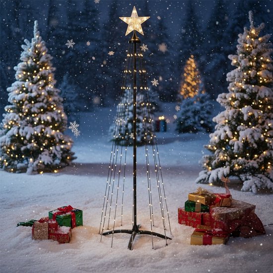 LED kerstdecoratie voor buiten 210 cm met 370 warm witte LED's