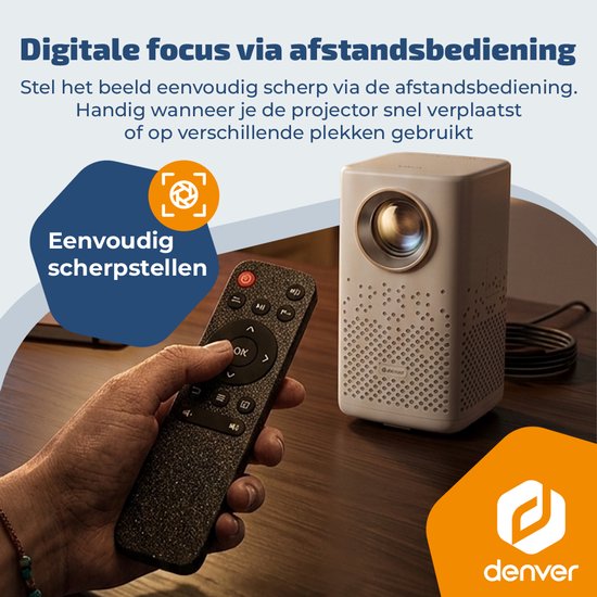 Denver Portable Beamer - 4K 3840x2160P - 150 ANSI Lumen - Projector - Ingebouwde Batterij - Thuisbioscoop - HDMI - USB-C - PR4700