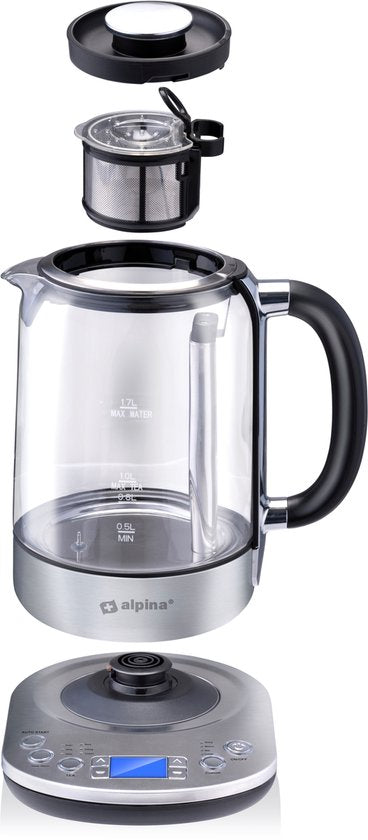 Alpina RVS Waterkoker - 1,7 L - 2200W - Zilver - 230V