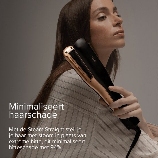 MAE® Steam Straight - Stijltang met Stoom - Professionele Stoomstijltang - zwart