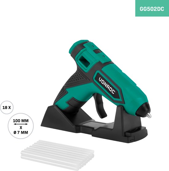 VONROC accu lijmpistool 4V – 1.5Ah – Incl. 8 lijmpatronen Ø7x100mm