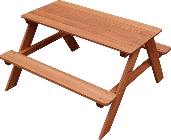 Sunny Dave Picknicktafel in Bruin - Multifunctionele picknicktafel voor kinderen - FSC hout - 89x89x50cm