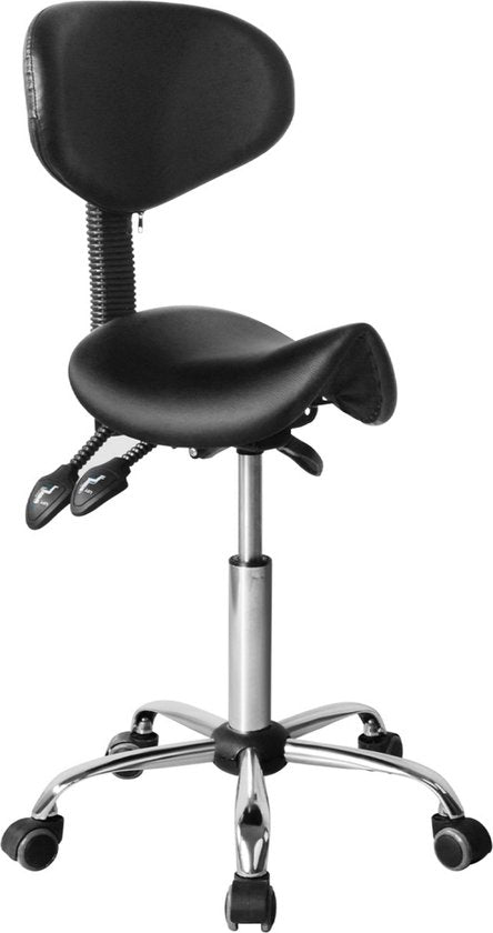 VVD Zadelkruk - Ergonomisch & Verstelbaar - 40 x 36 x 112cm - Zwart