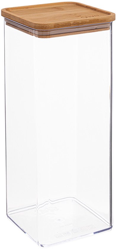 5Five - Keuken opslag voorraadpot - Berlino - kunststof/bamboe - 1500 ml - voedsel - 10 x 20 cm