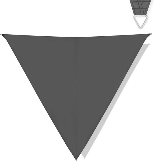 VONROC Premium Schaduwdoek - Driehoek - ∆ 360 cm – Waterafstotend - Grijs – Incl. Opbergtas en bevestigingskoord