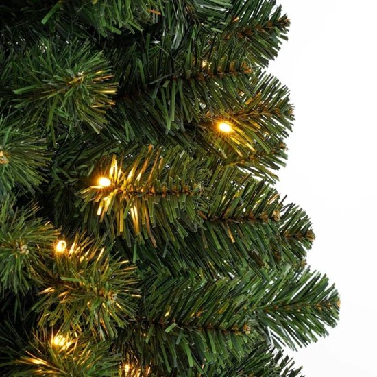 Black Box Trees Charlton Smalle Kerstboom met Timer en Dimfunctie - Kerstversiering voor Binnen tijdens de Feestdagen - Kunstboom met Scharnierconstructie - H215 x Ø56 cm - Groen