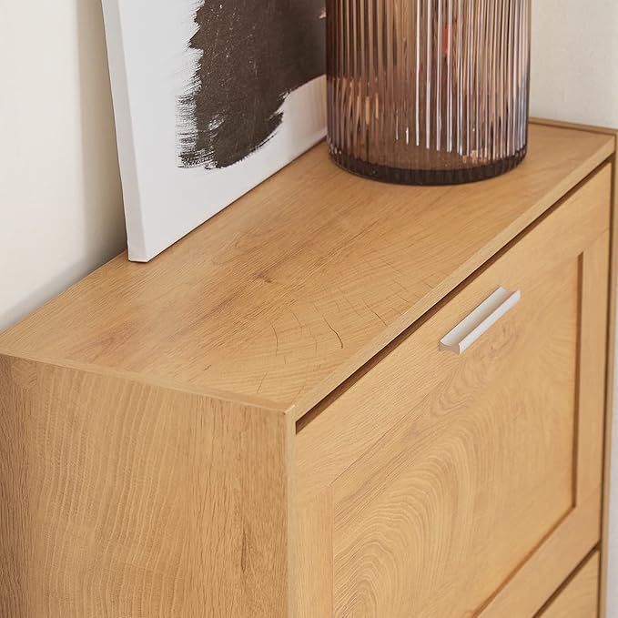 SoBuy FSR137-N Entreekast - Houtcomposiet met 2 Kleppen & Smal Design - Bruin