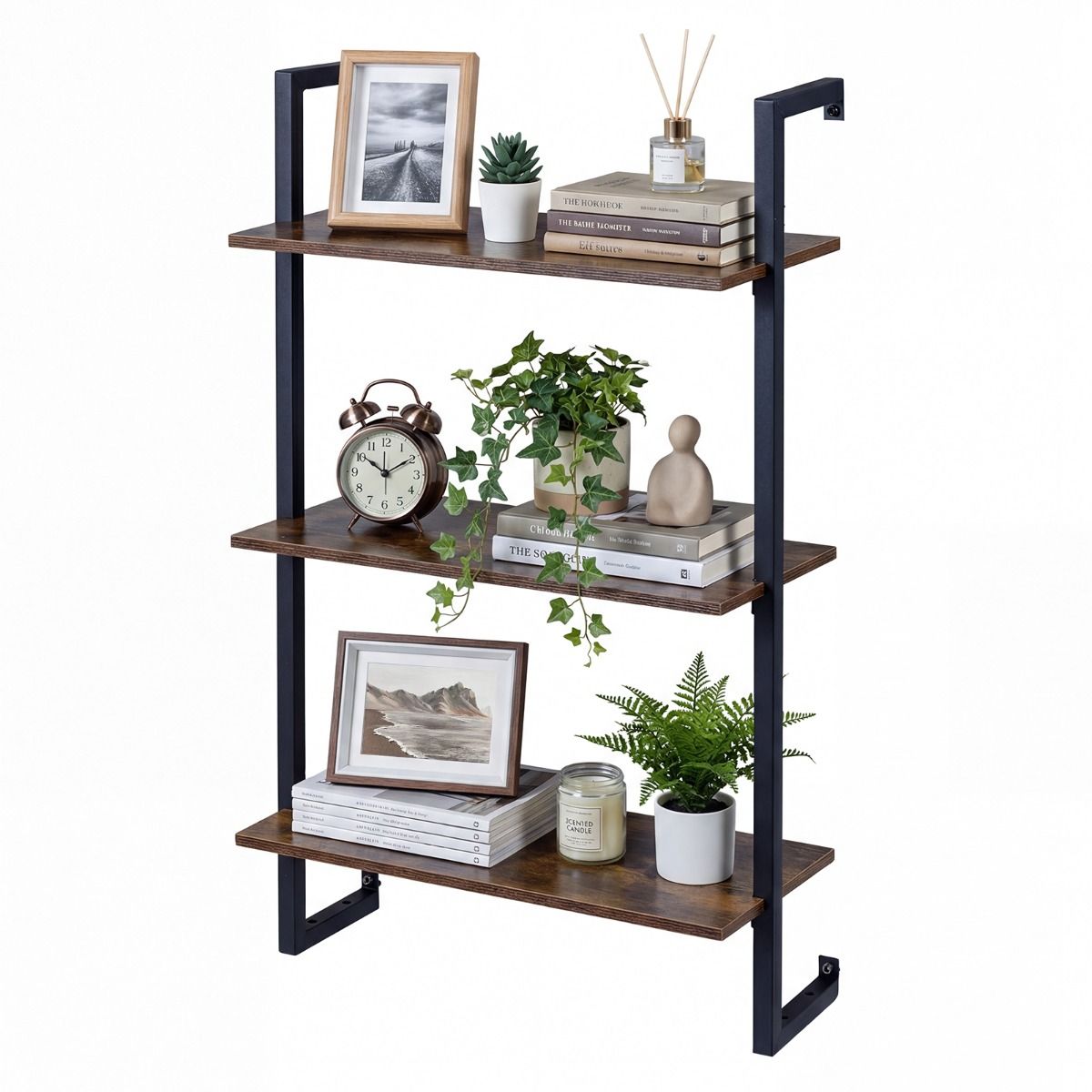 Coast Wandrek Keukenrek - 3 niveaus - metalen frame - bruin - 53 x 23 x 90 cm