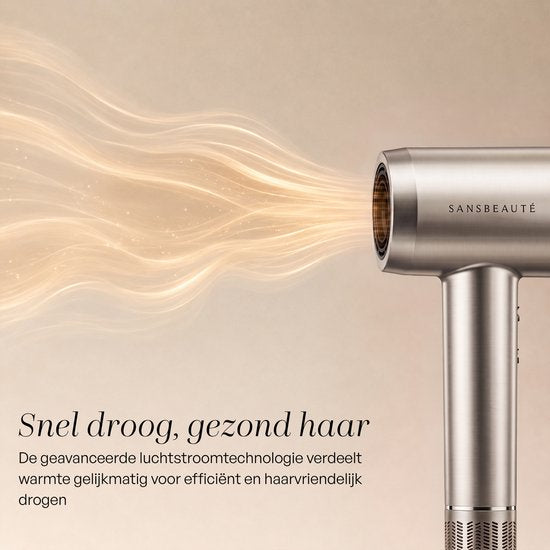 Sansbeauté® Föhn met Diffuser - Krullen - 110.000RPM - Ionische Haardroger met Borstel - 3 Standen - 3 Opzetstukken - Reisföhn - Sèche Cheveux - Krul Feun Set - Haarföhn met Defuser - Hair Blow Dryer - Kappersfohn - 2000W