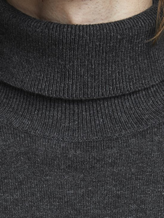 Jack & Jones - Heren Trui Emil Knit Roll Neck - Grijs - Maat XXL
