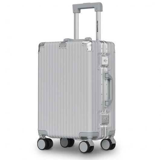 TRVLMORE Premium Handbagage Koffer - 54x35x22 cm - Spinnerwielen 360° - Dubbel TSA-cijferslot - Polycarbonaat - Ritsvrij - 40 Liter - Zilver