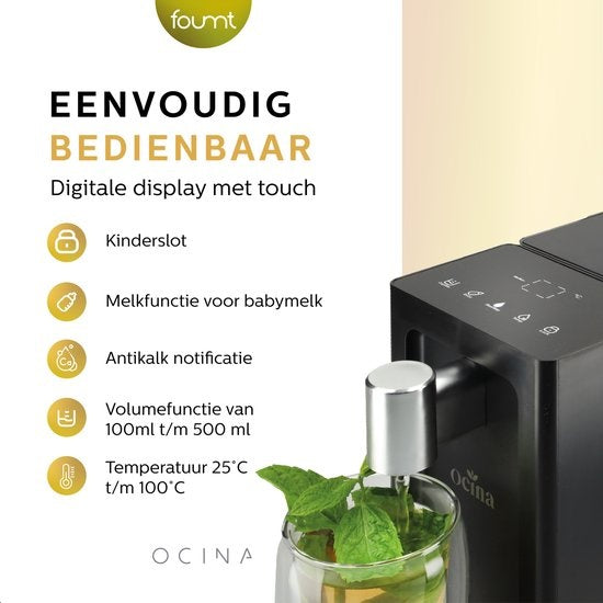 Ocina Heetwaterdispenser met Digitaal Display - 3 Liter - Zwart