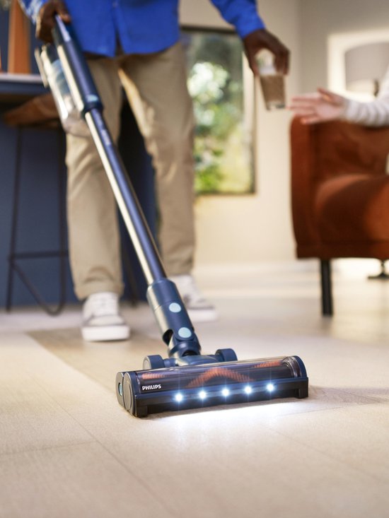 Philips Steelstofzuiger met Dweilfunctie XC5141/01 Aqua - Draadloos en Zonder Zak - Zuigmond met LED Verlichting - Kruimeldief - Batterijduur tot 60 min - Lichtgewicht - Blauw