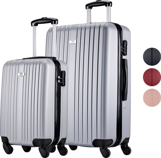Slazenger Kofferset 2 Delig - Handbagage Trolley 26L en Ruimbagage Koffer 71L - Zilver