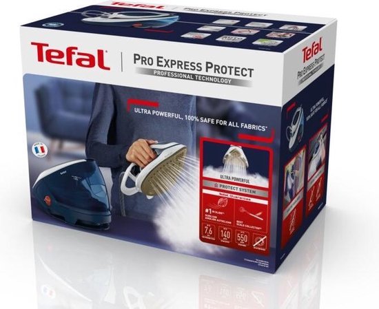 Tefal Pro Express Protect GV9221 – Stoomgenerator - 2600W – 7,6 Bar Stoomdruk – 550 g/min Stoomboost – Durilium AirGlide Strijkzool – 1,8L Afneembaar Waterreservoir – Automatische Uitschakeling – Anti-Kalk Systeem – Krachtig, Efficiënt en Duurzaam