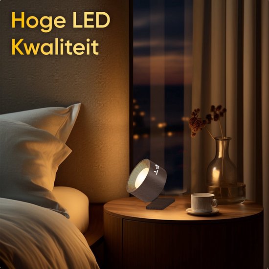 KRAFT - Wandlamp Oplaadbaar - 2 stuks - Eikenhout Kleur - 6x9x15 cm