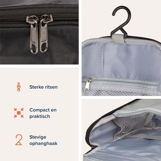 TRVLMORE Toilettas - Hangend met Haak - Unisex - Zwart