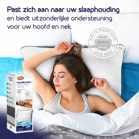 Softsie Traagschuim Hoofdkussen 70x50 - Ergonomisch Kussen - Verstelbaar Slaapkussen - Pillow - Hoofdkussens Nekklachten