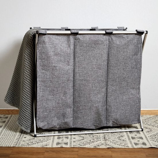 Wenko 3 vaks wasmand trekkoordsluiting - 3-vaks - zonder deksel - 130 liter