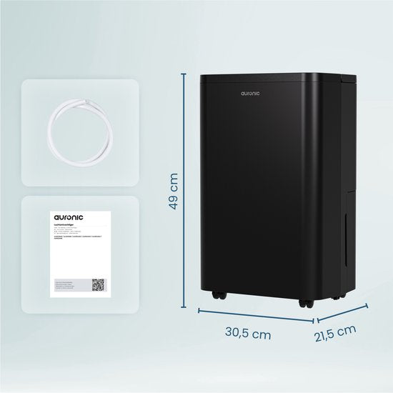 Auronic Luchtontvochtiger en Luchtreiniger - Compact Pro Plus - 20L - Slaapkamer, Badkamer, Woonkamer en Kantoor - Vochtvreter voor in Huis - Zwart