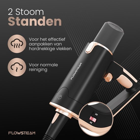 FLOWSTEAM® Luxe Stoomreiniger - 13 Opzetstukken - 120° Stoom – Tapijtreiniger – Vlekkenreiniger – Zetelreiniger - Handstoomreiniger – 5M Snoer - Inclusief 2 Microvezeldoekjes