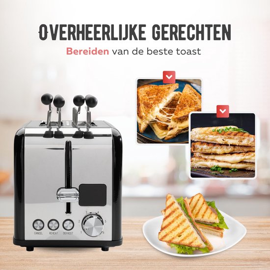 Qualitá® Broodrooster met TostiKlemmen - Retro Tostiapparaat - Sandwichrooster - Croque Monsieur Toestel - RVS/Zwart