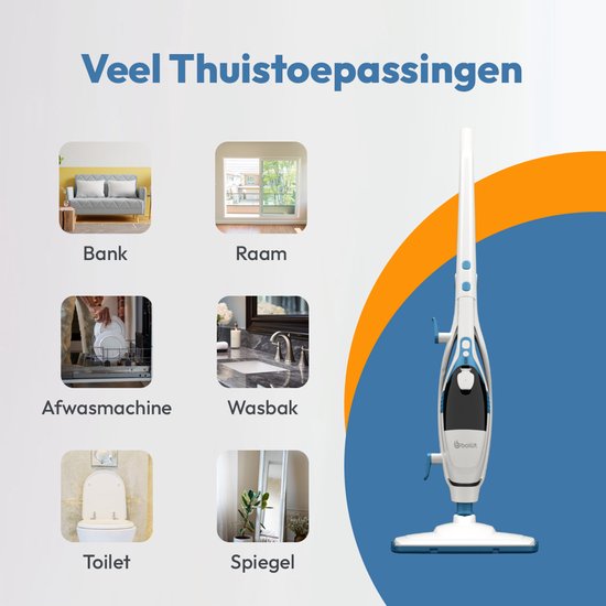 BOLLIT 16 in 1 Stoomreiniger 1500W - Handstomer - Tapijtreiniger - Vlekkenreiniger- Stoomreinigers - Handstoomreiniger - Vloerreiniger - Stoommop - Stoomdweil - Vloer, Bank, Badkamer, en Tapijt Reinigen