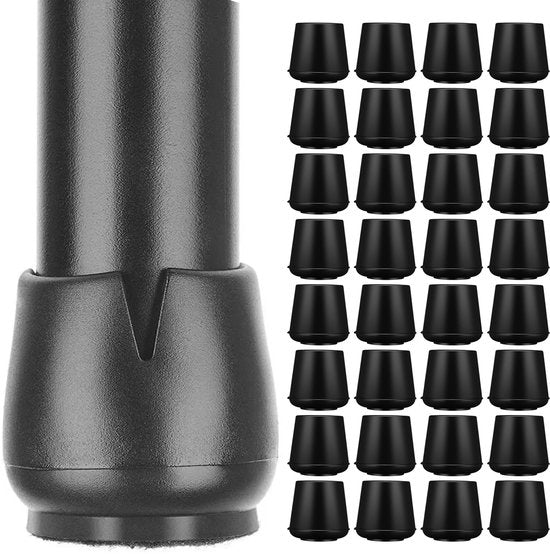 Stoelpoot beschermers - Sokken - Doppen - 32 stuks - 12-16mm - Met anti-kras vilt - Zwart - Luft