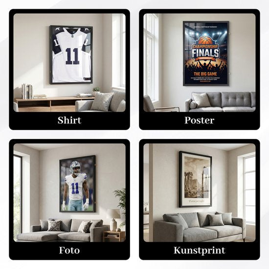Bayt Wissellijst- Fotolijst - Inlijsten Voetbalshirt - Diepe lijst - 60x80cm - 3D Box Frame - Zwart