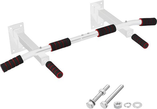 TTD® Premium Pull Up Bar - Pull Up Station - Optrekstang Wandmontage - Dip Station - Dip Bars - Thuis Sporten - Thuis Fitness - Premium materialen - Extra stevige montage onderdelen - Home workout - Wit/Rood