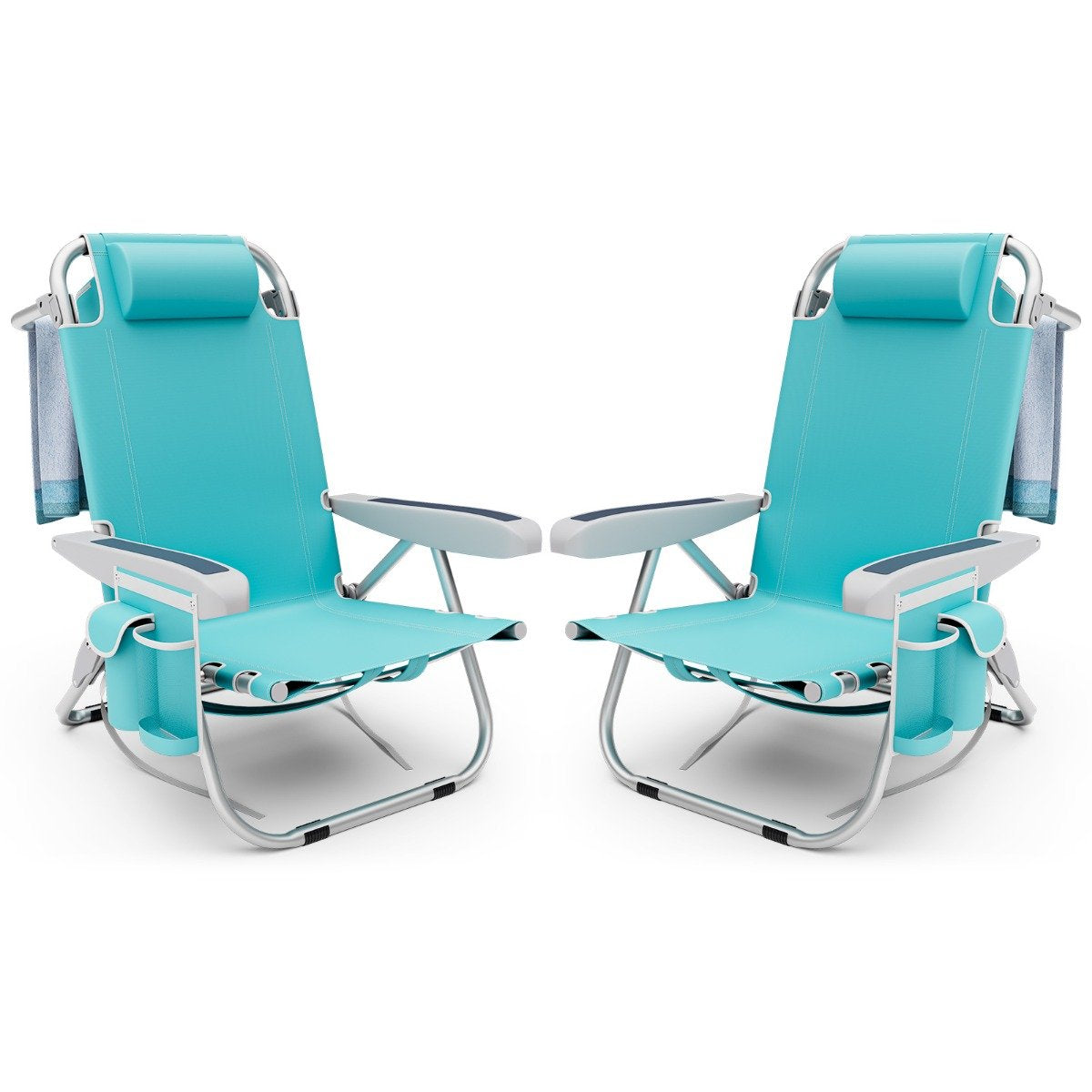 Coast Strandstoel - 2 stuks - Inklapbaar - Max. 150 kg - 66 x 65 x 78 cm -Blauw