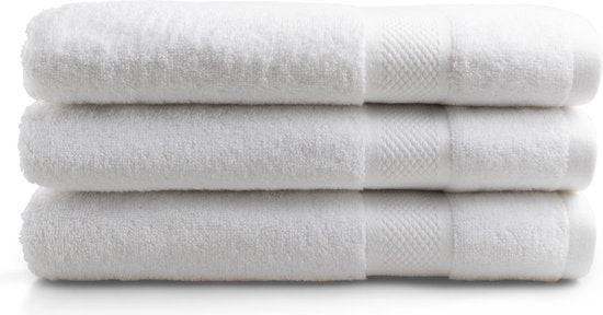 DoubleDry Handdoeken 70 x 140 cm – set van 3 – Hotelkwaliteit 500 g/m2 – Zacht & Absorberend - OEKO-TEX Made in Green & BSCI Gecertificeerd - bright white