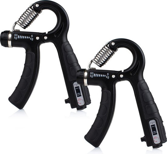 Verstelbare Handtrainer - Set van 2 - 5 tot 60 KG - Vingertrainer - Handknijper - Grip Trainer - Zwart