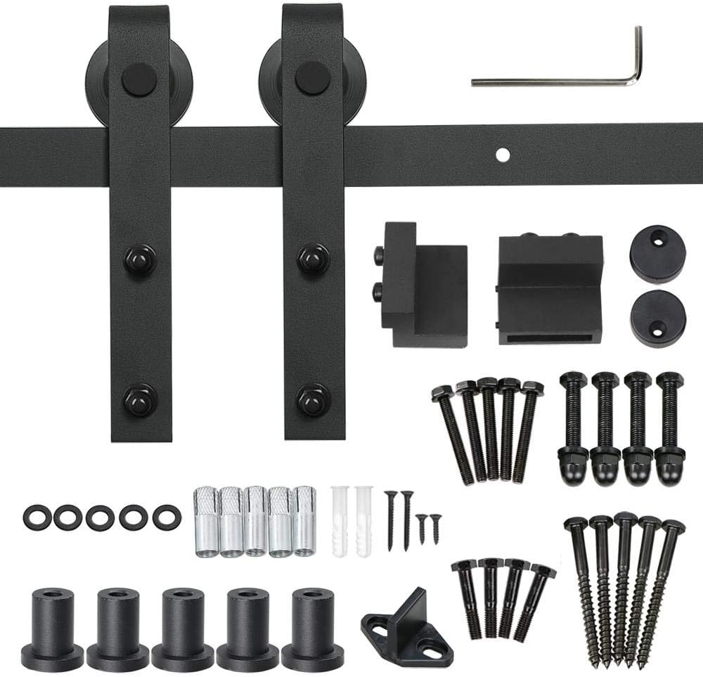 Yaheetech Schuifdeurbeslag - Tot 100 Kg - IJzer - 244 x 23 x 5.5 cm - Zwart