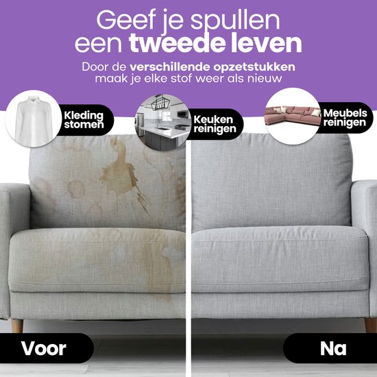 Hendriqs® 4-1 Tapijtreiniger - 105 °C Stoomreiniger met Anti-Verstopping Functie & Wieltjes en Automatisch Snoeroprolsysteem - Zetelreiniger - Draagbare Vlekkenreiniger - Bank Reiniger - Meubelreiniger - Bankreiniger - Reinigingsmachine