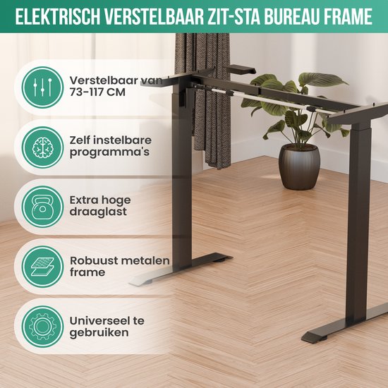 Avalo Bureauonderstel Elektrisch Verstelbaar - Geschikt Voor Bureaublad 60-80 x 100-160cm - Zwart