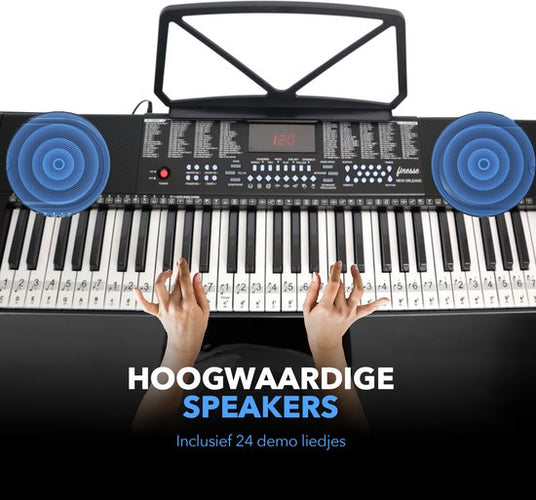 Finesse Keyboard Piano met Standaard - 61 Keys - New Orleans Model - zwart - 85.9 x 32.2 x 10.4 cm